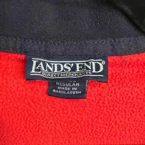 vintage LANDS END red quarter 1/4 zip pullover XL - Picture 3 of 5